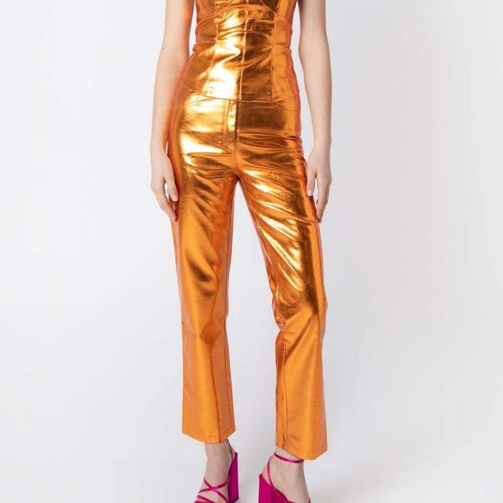 Metallic Orange High Waisted Trouser